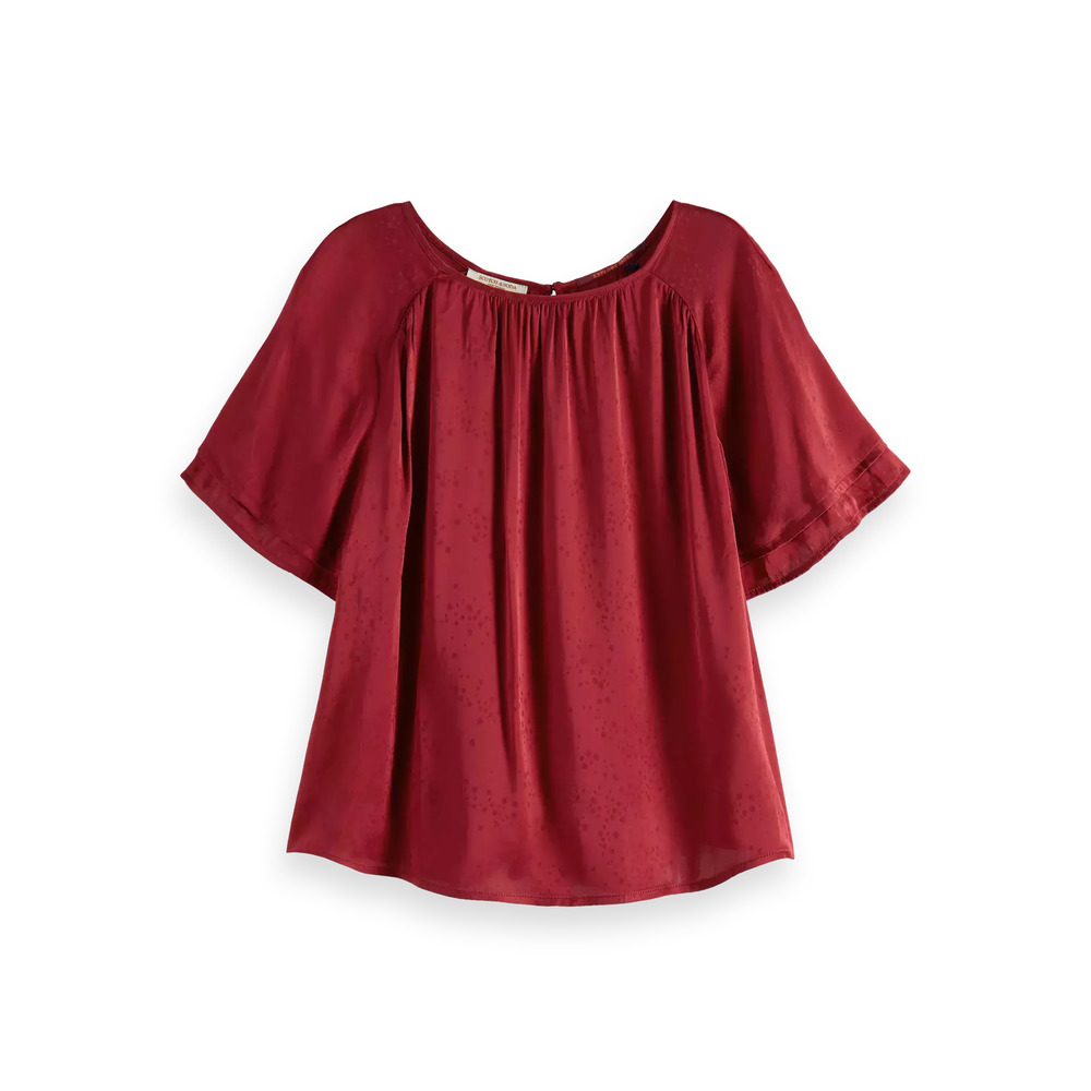 Scotch & Soda Flutter Sleeve Top in Rhubarb - Picture 1 of 11